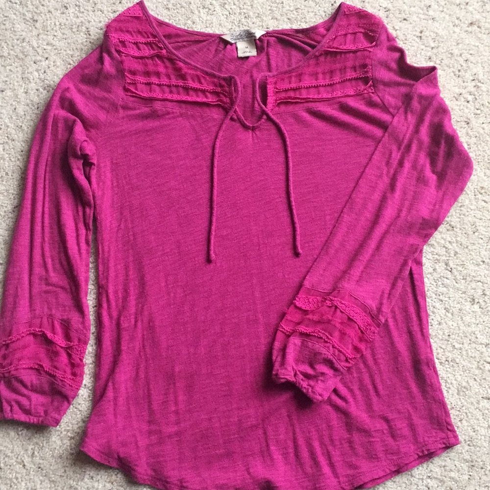 Lucky Brand hot pink knit top size medium